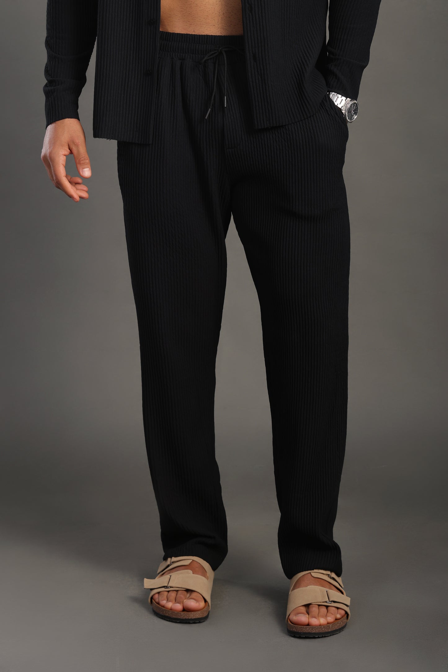 Men's Black Stripes Casual Set