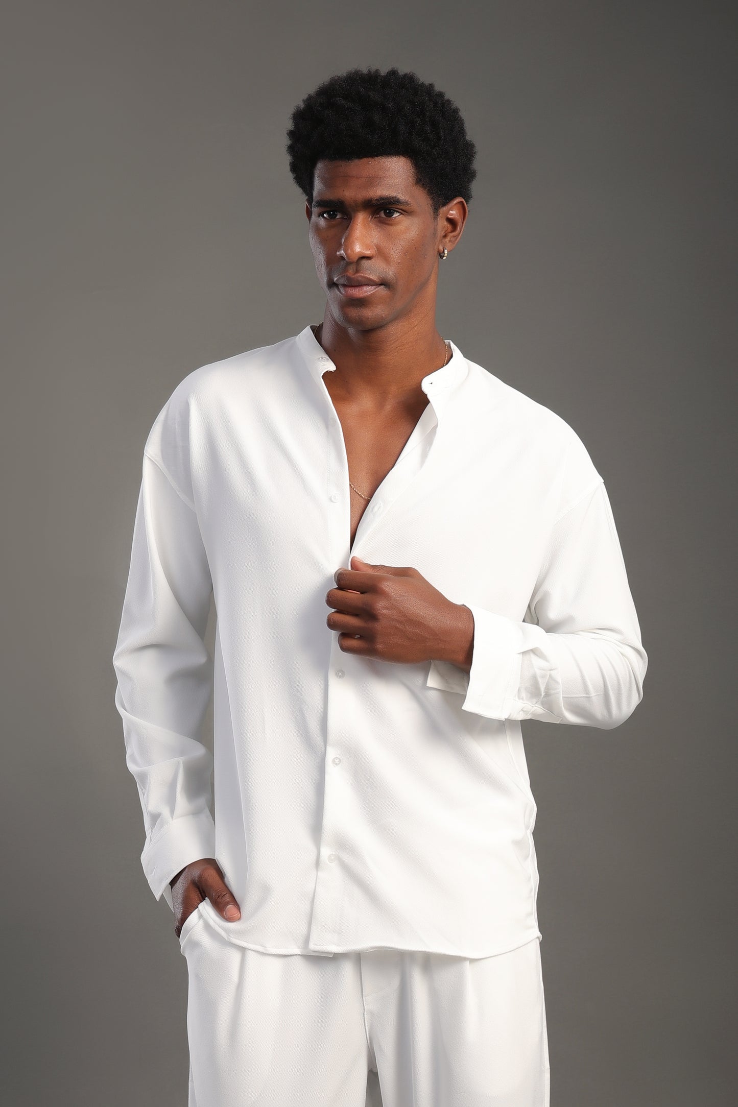 Men's White Mandarin Set