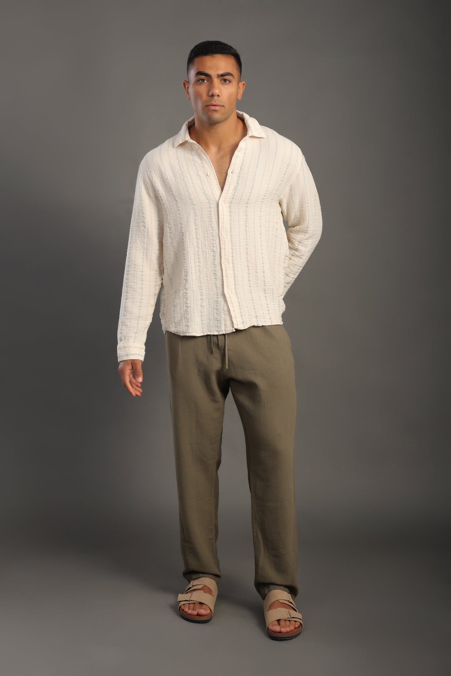 Men's Sage Green Regular Fit Trousers