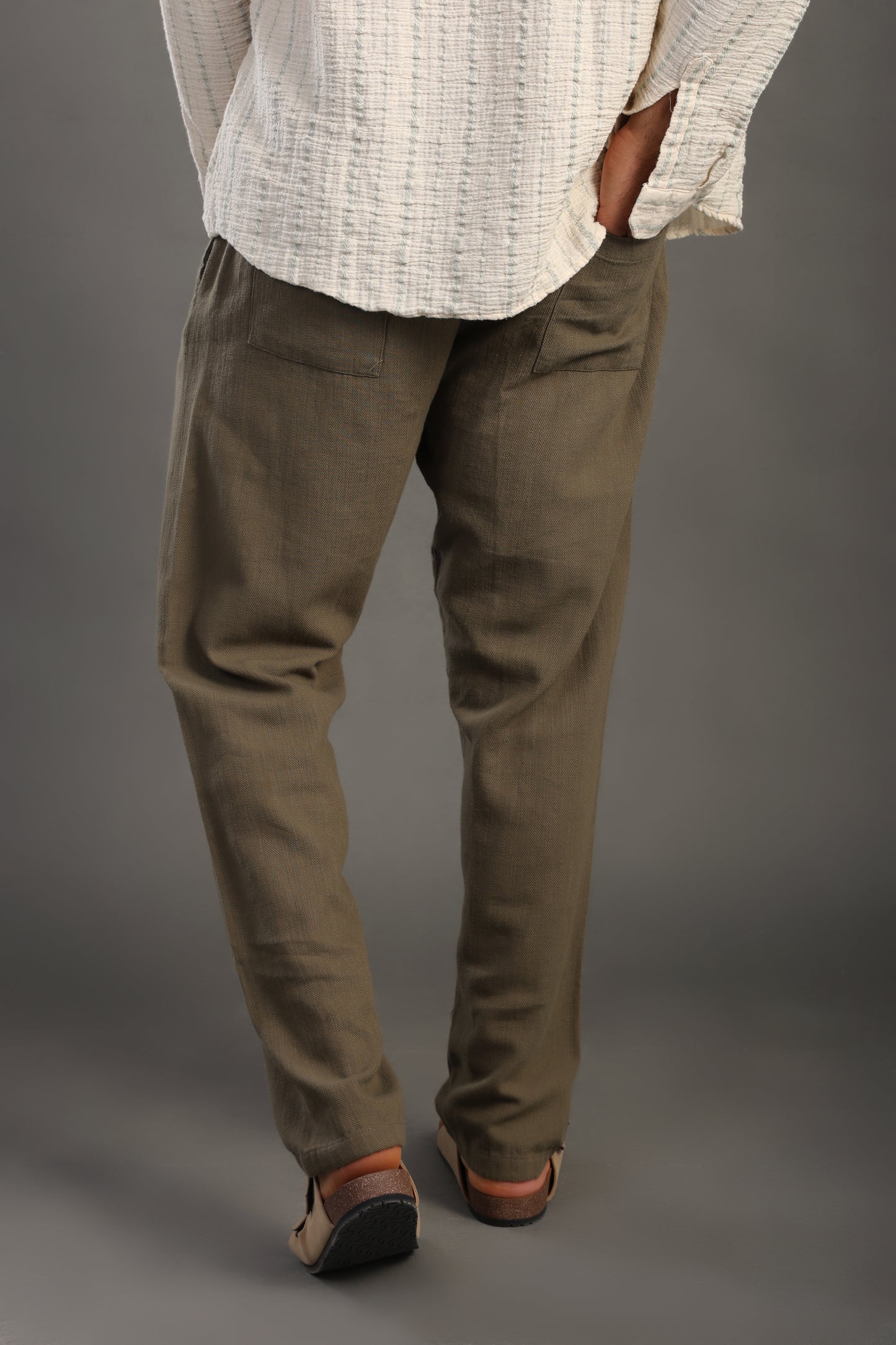 Men's Sage Green Regular Fit Trousers