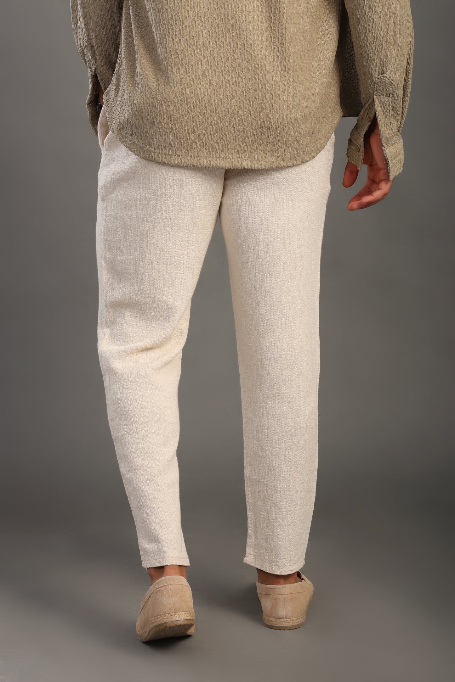 Men's Sand Beige Regular Fit Trousers