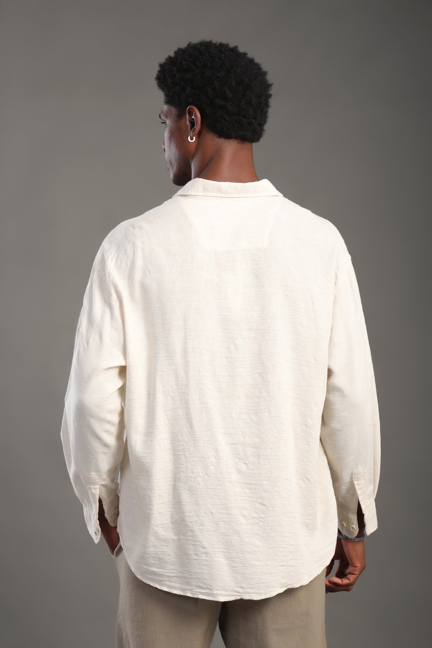 Men's Sand Beige Oversize Loose Shirt