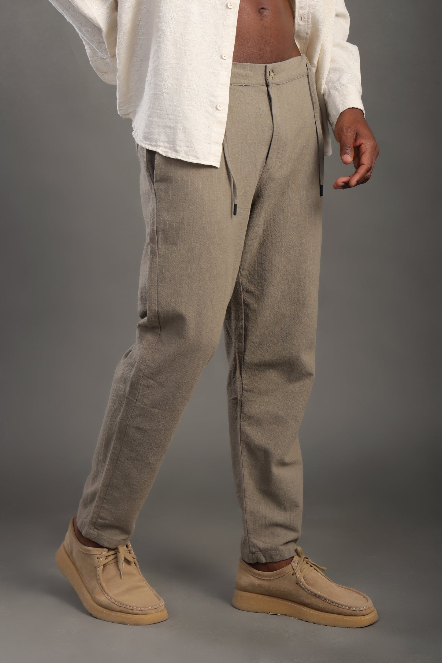 Men's Khaki Regular Fit Trousers