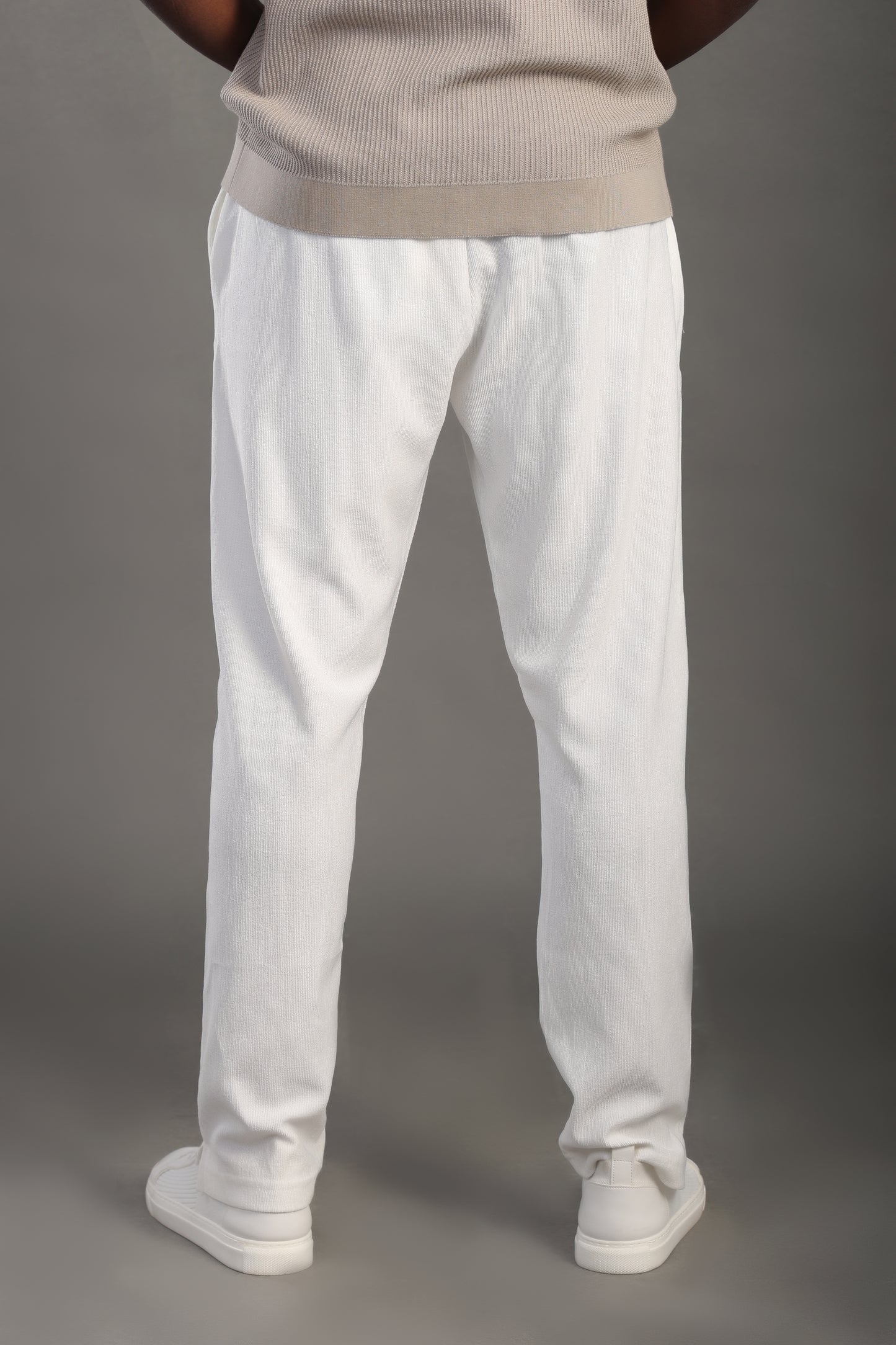 Men's White Regular Fit Trousers