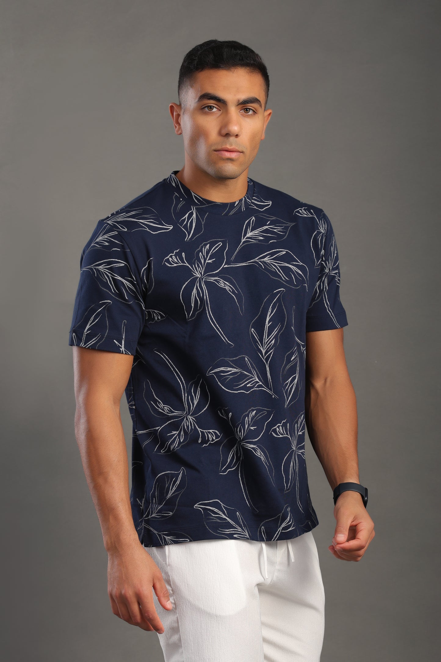 Men's Navyblue Printed T-shirt