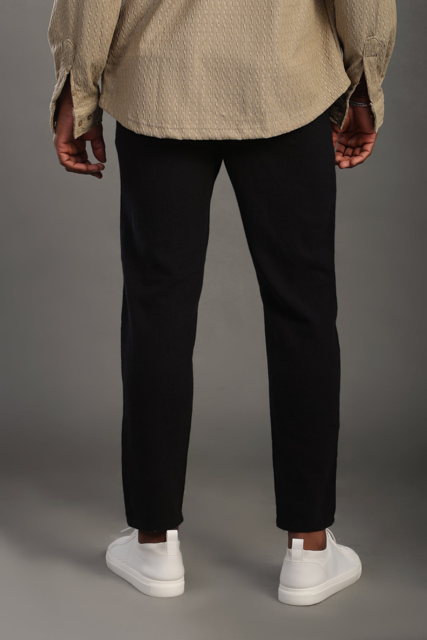 Men's Black Regular Fit Trousers