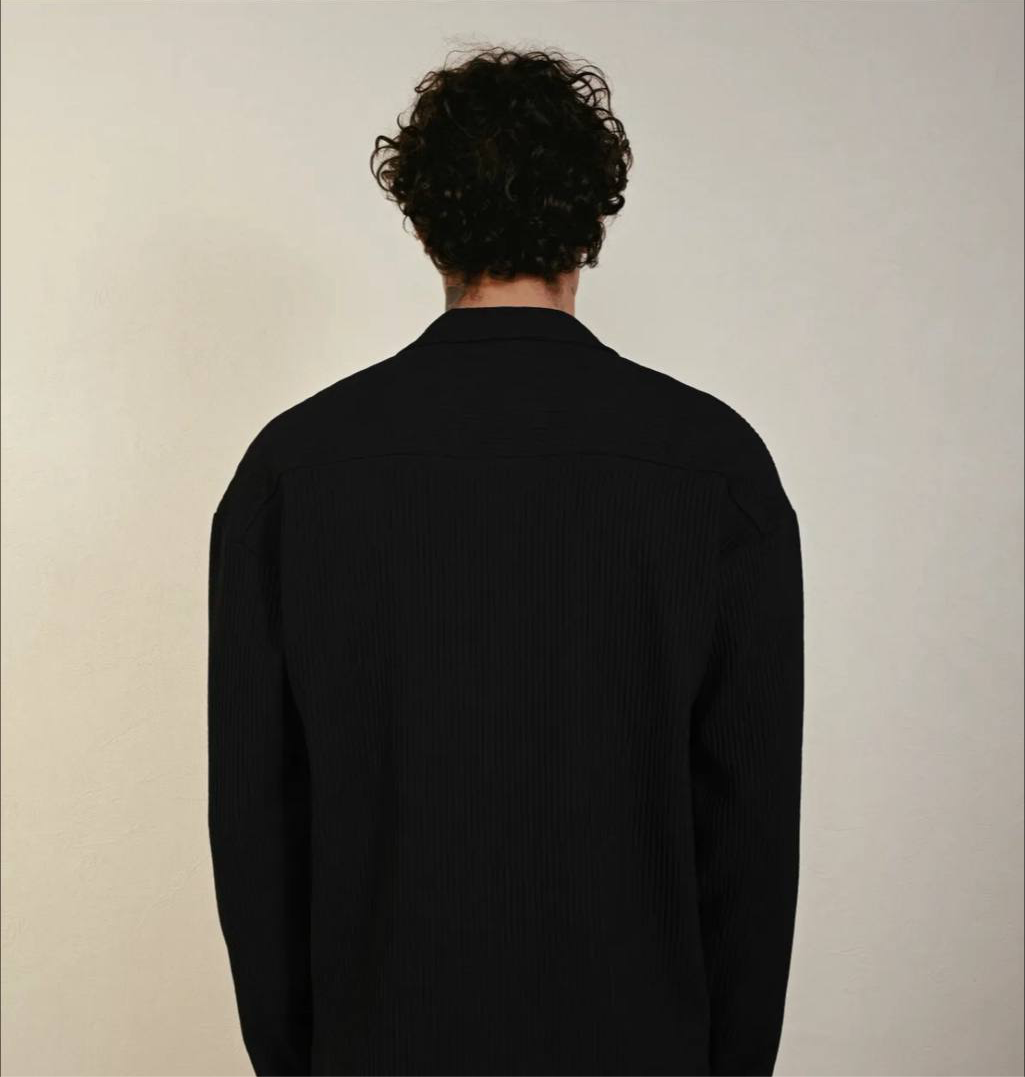 Men's Black Long Sleeve Stripes Shirt