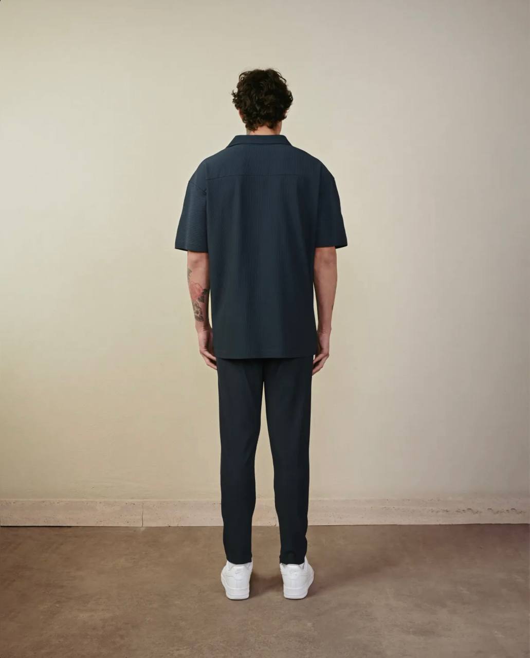 Men's Petrol Blue Zipper Collar T-shirt