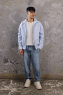 Men's Soft Baby Blue Textured Zip Jacket