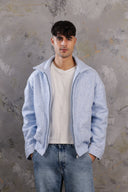 Men's Soft Baby Blue Textured Zip Jacket