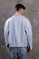 Men's Soft Baby Blue Textured Zip Jacket