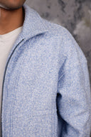 Men's Soft Baby Blue Textured Zip Jacket