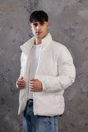 Men’s White Corduroy Puffer Jacket