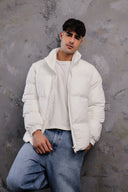 Men’s White Corduroy Puffer Jacket