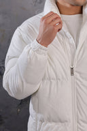 Men’s White Corduroy Puffer Jacket