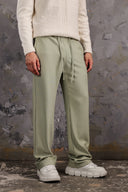 Men's Sage Green Casual Stripes Trousers