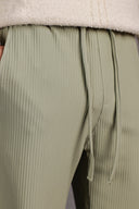 Men's Sage Green Casual Stripes Trousers