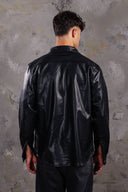 Men’s Sleek Leather Shirt In Black