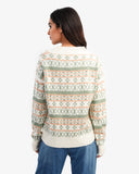 Women's Oversize Printed V Neck Pullover
