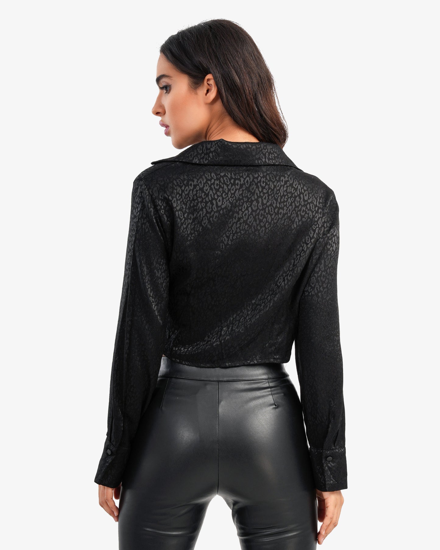 Women's Leopard jacquard blouse In Black