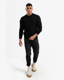 Men's Crew Neck Ripped Pullover In Black