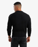Men's Crew Neck Ripped Pullover In Black