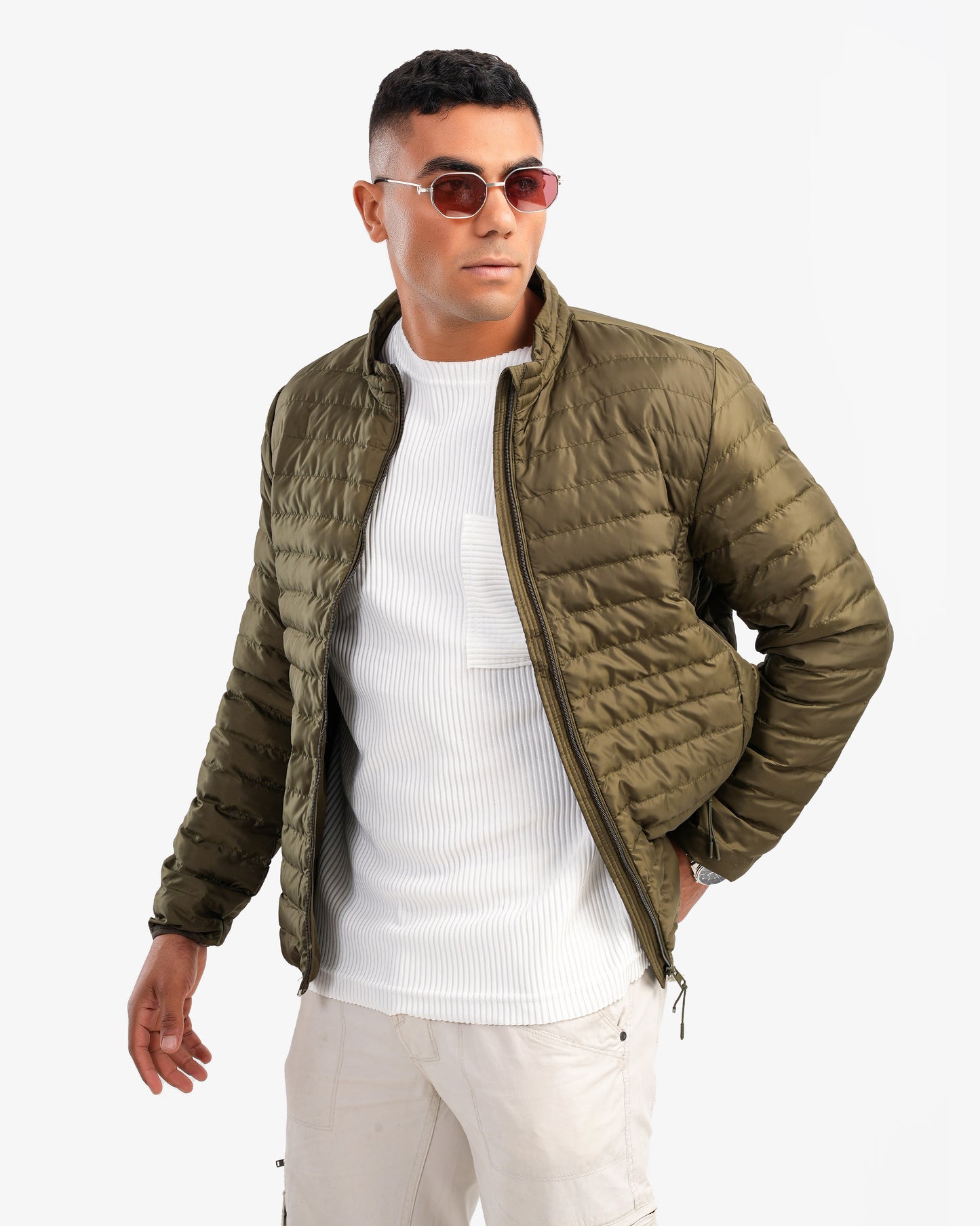 Men’s Waterproof Puffer Jacket In Olive