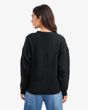 Women's Knitted V Neck Cardigan In Black