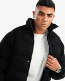Men's High Collar Puffer Jacket In Black