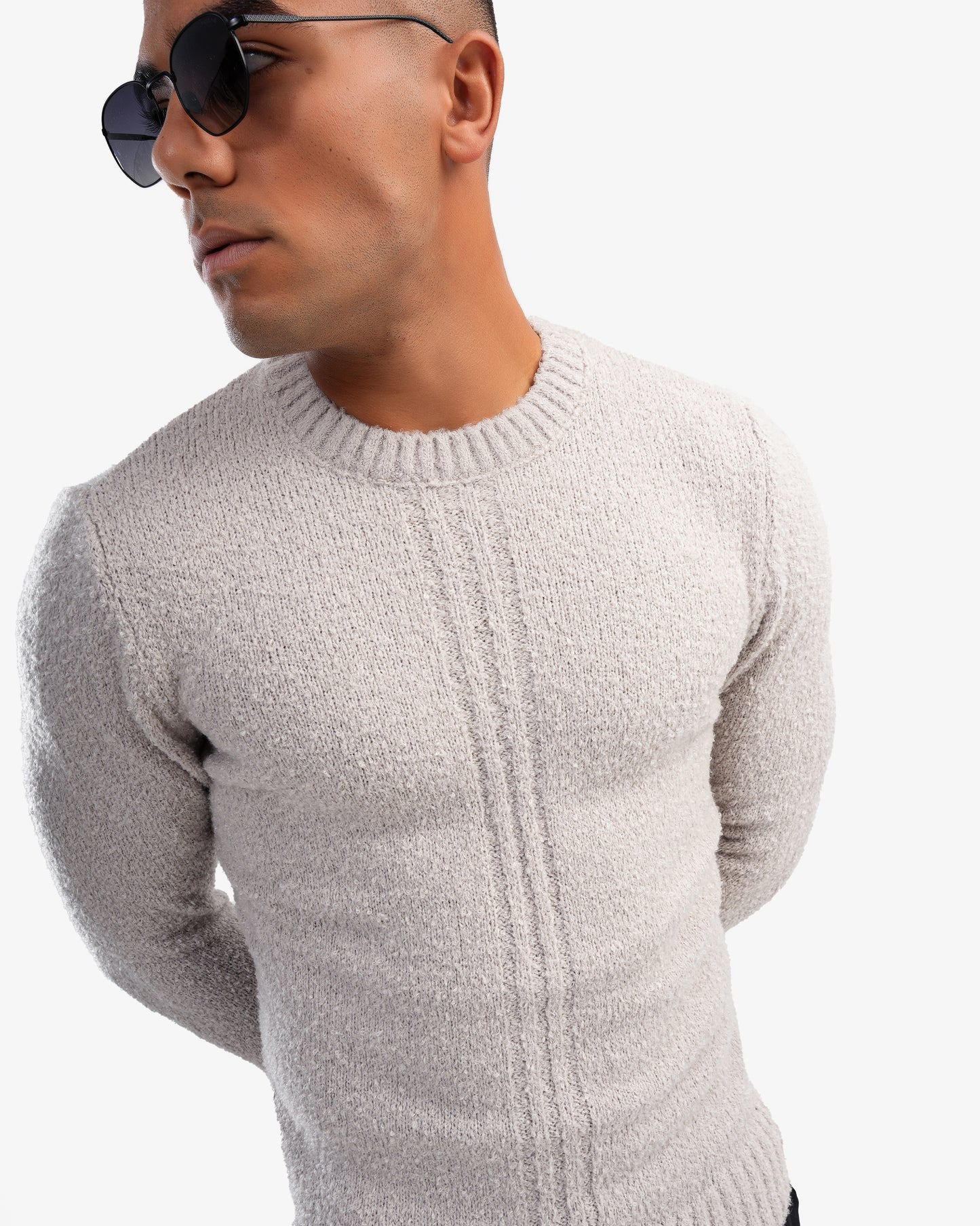 Men's Crew Neck Basic Pullover In Gray