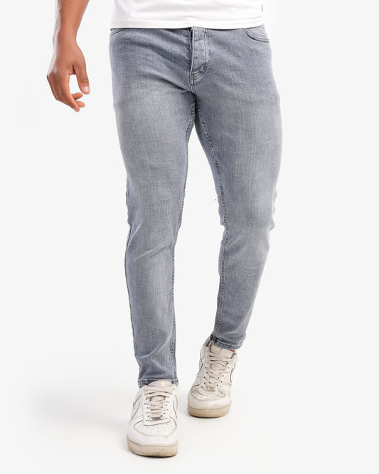 Men’s Slim Fit Denim Trousers In Gray