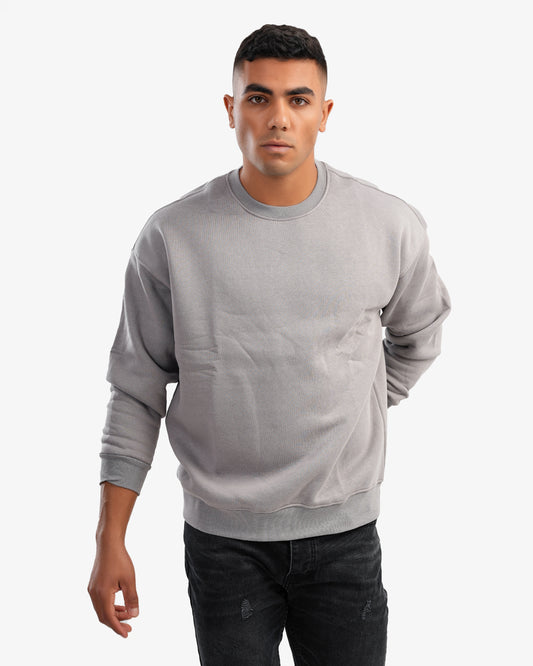 Men's Crew Neck Basic Sweatshirt In Gray