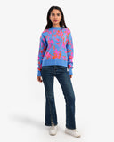Women's Patterned Crew Neck Knitted Sweater
