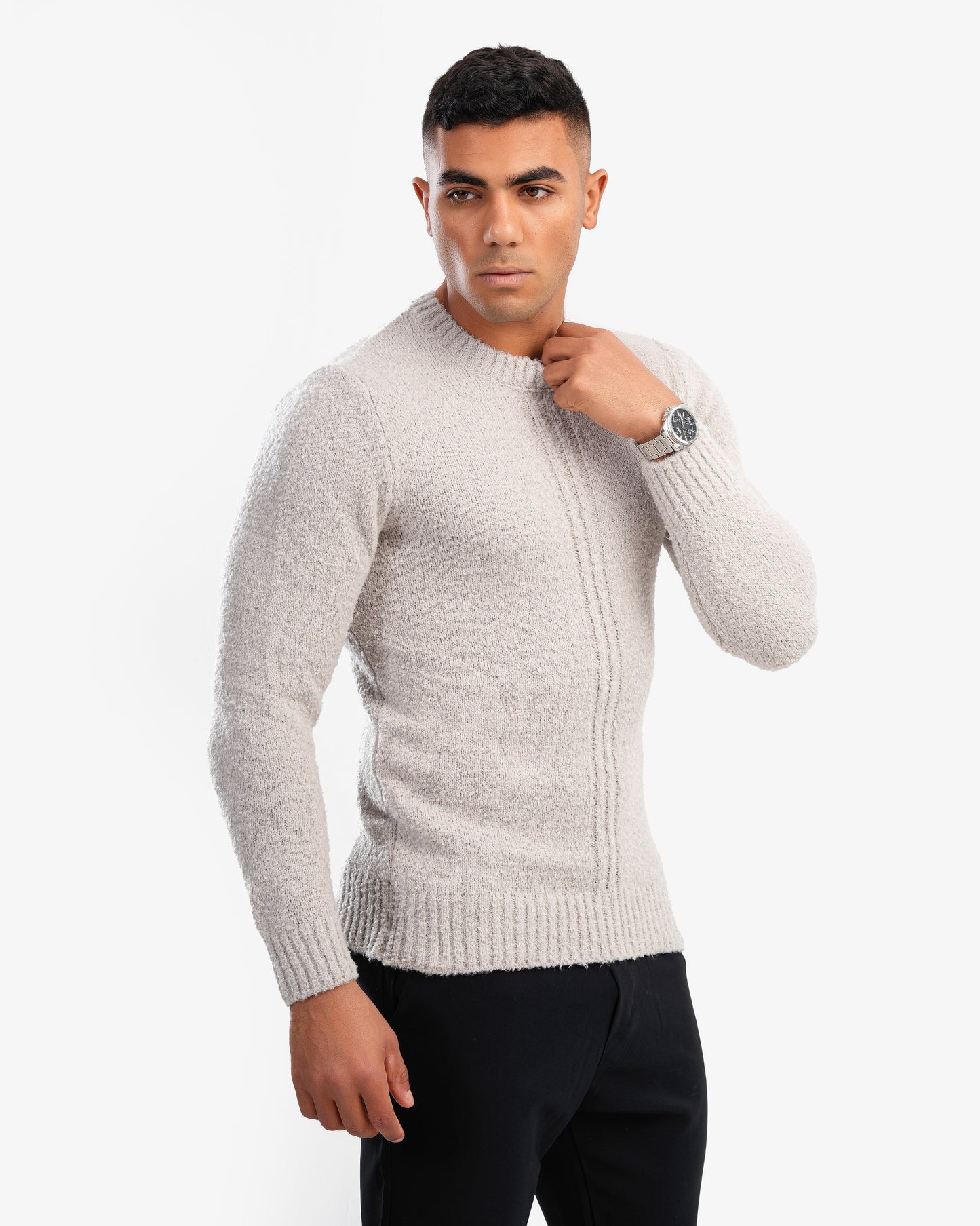 Men's Crew Neck Basic Pullover In Gray