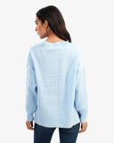 Women's Ribbed V Neck Pullover In Baby Blue