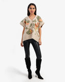Women's Oversize Colorful V Neck Pullover