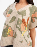 Women's Oversize Colorful V Neck Pullover