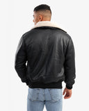 Men's Bomber Leather Jacket In Black