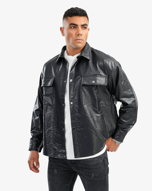 Men’s Leather Jacket In Black