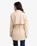 Women's Trench Short Coat With Gold Toned Buttons In Beige