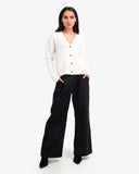 Women's Knitted V Neck Cardigan In Off White