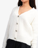 Women's Knitted V Neck Cardigan In Off White