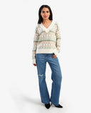 Women's Oversize Printed V Neck Pullover