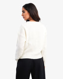 Women's Knitted V Neck Cardigan In Off White