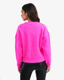 Women's Knitted V Neck Cardigan In Fushia