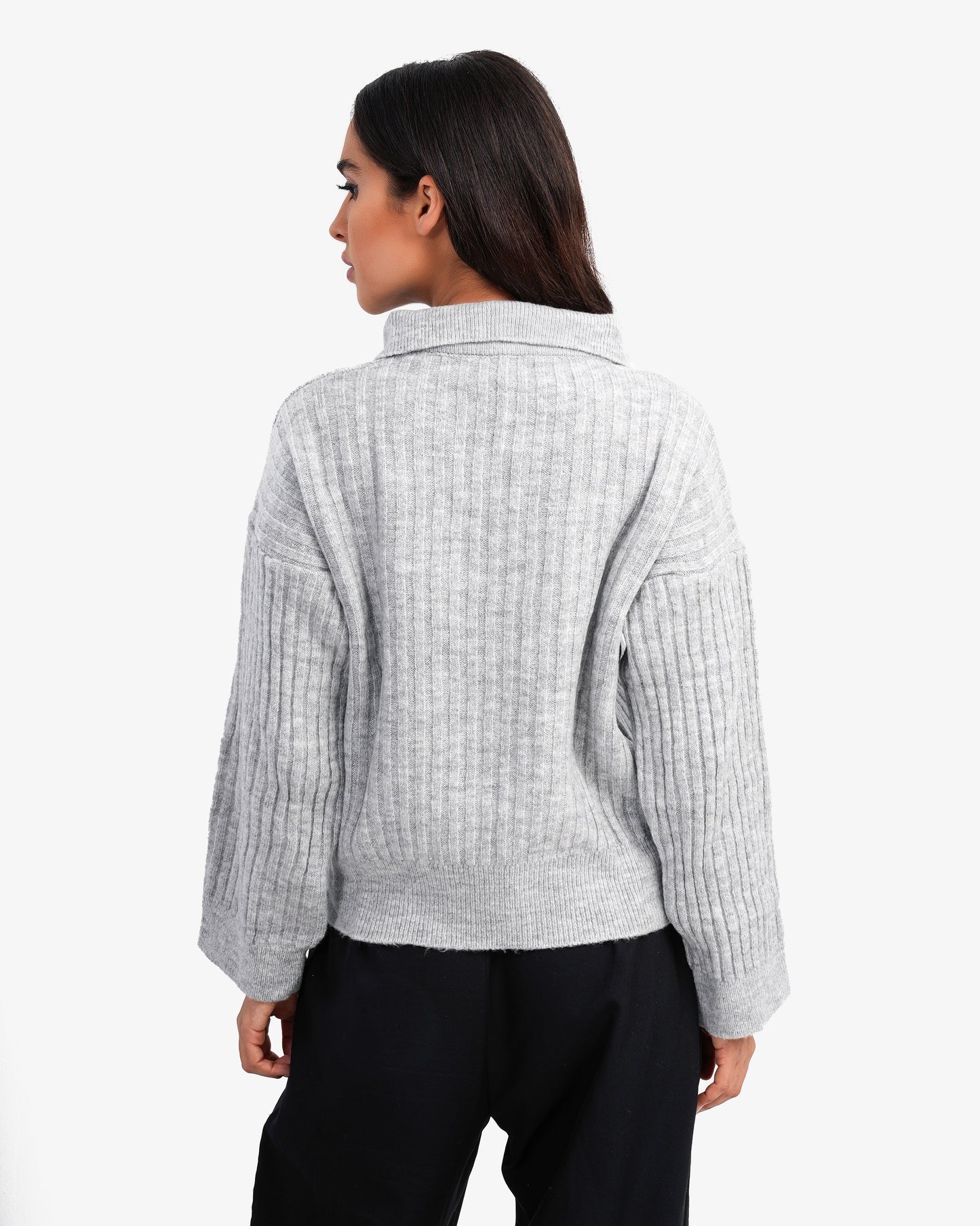 Women's Oversize V Neck Pullover In Gray