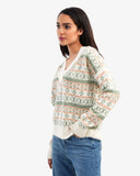 Women's Oversize Printed V Neck Pullover