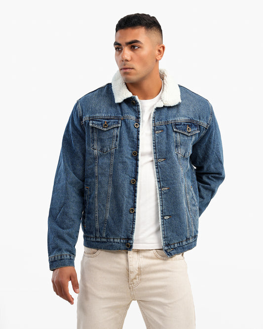 Men’s Denim Jacket With Faux Shearling