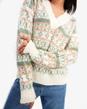 Women's Oversize Printed V Neck Pullover