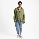 Men's Sage Green Oversize Loose Linen Shirt